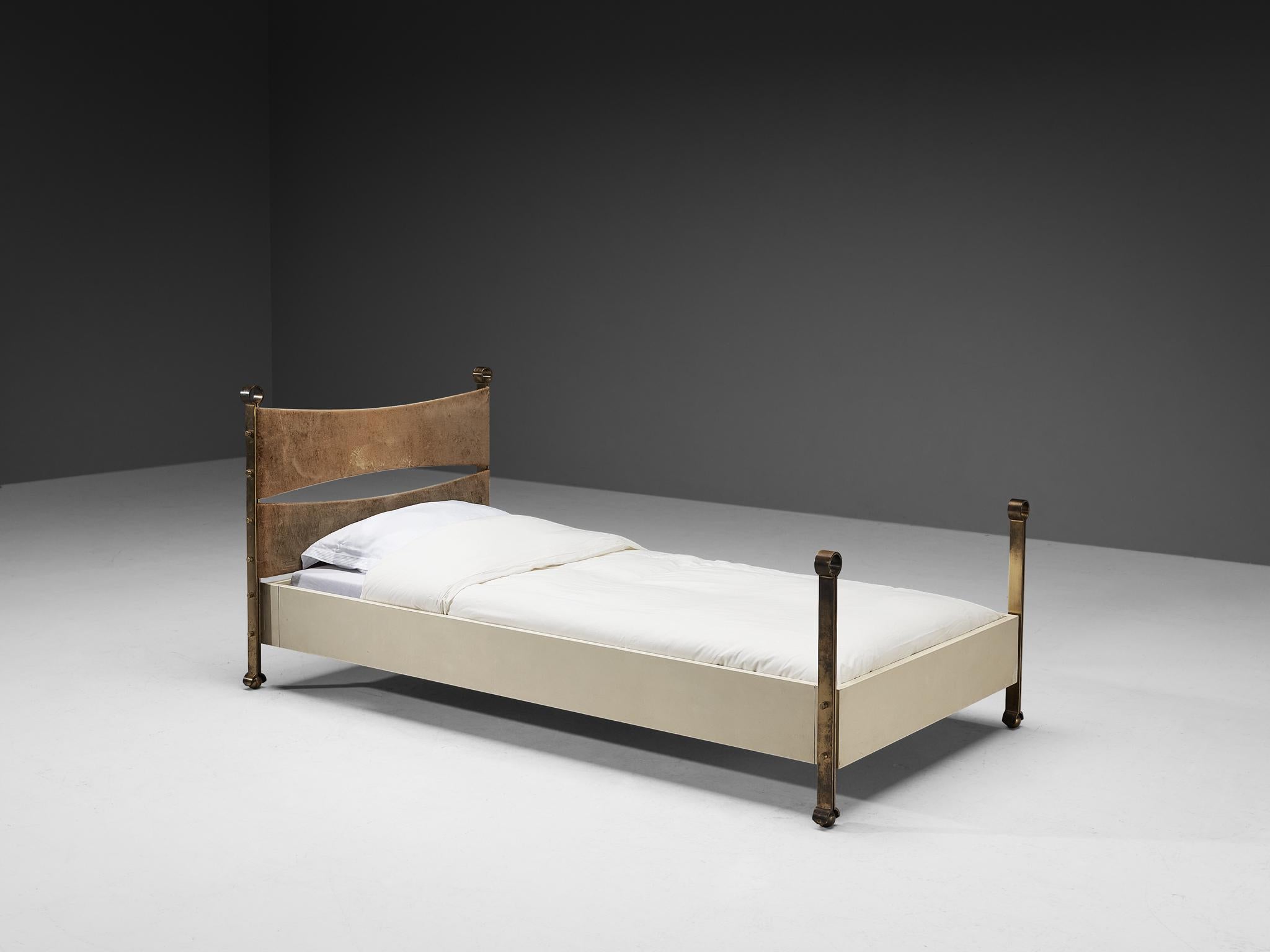 Rare Osvaldo Borsani Single Bed in Brass For Sale 2