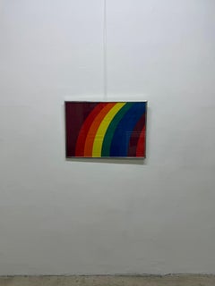 Sérigraphie rare d'Otto Piene intitulée « Rainbow » sur toile, signée