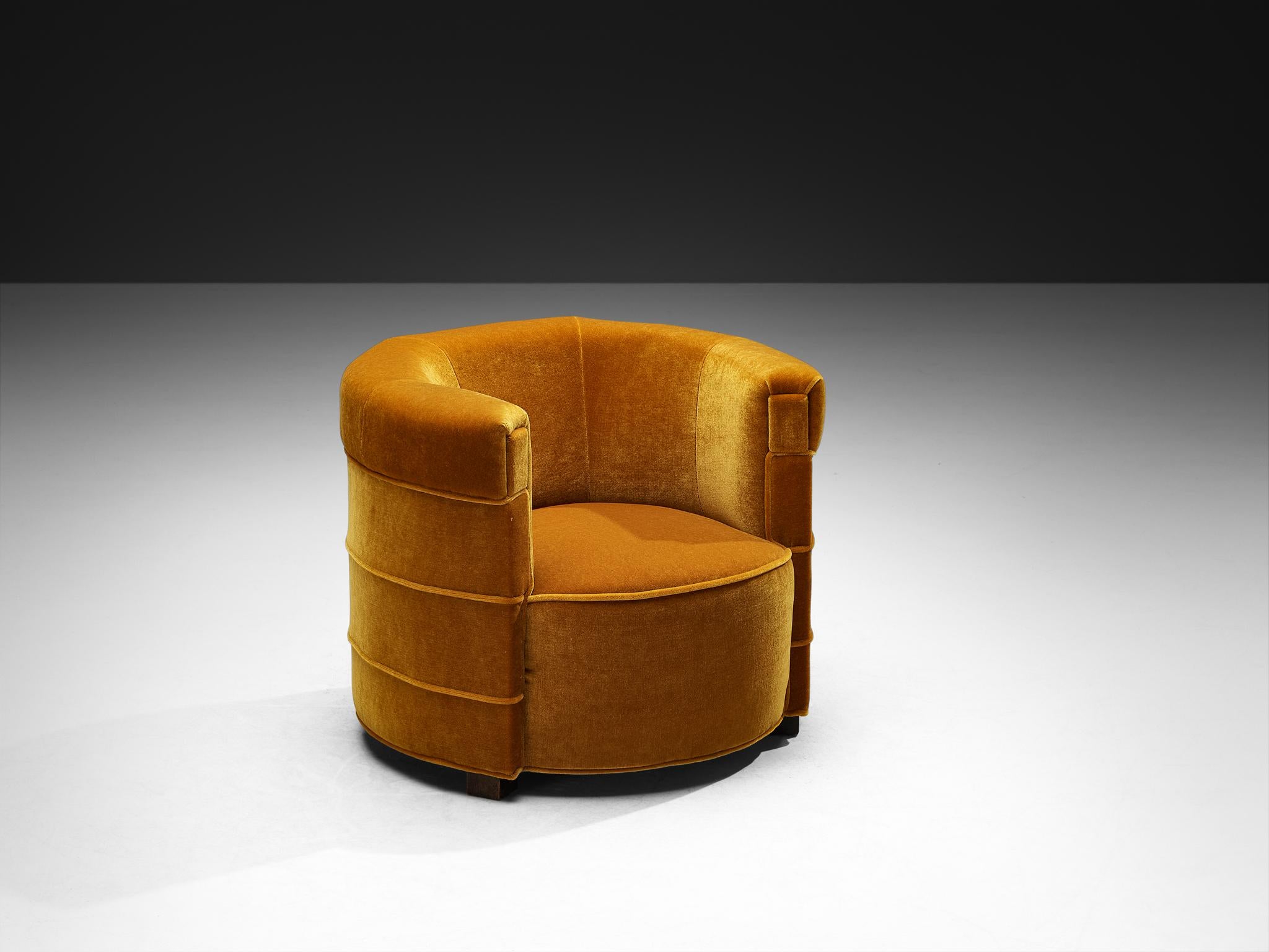 Raro Otto Schulz per Boet Coppia di sedie da salotto curve in mohair color caramello in vendita 6