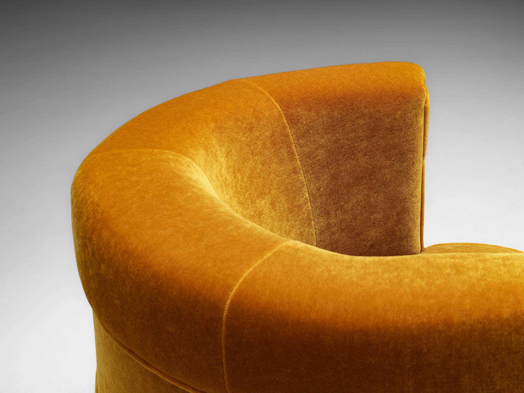 Scandinavo moderno Raro Otto Schulz per Boet Coppia di sedie da salotto curve in mohair color caramello in vendita