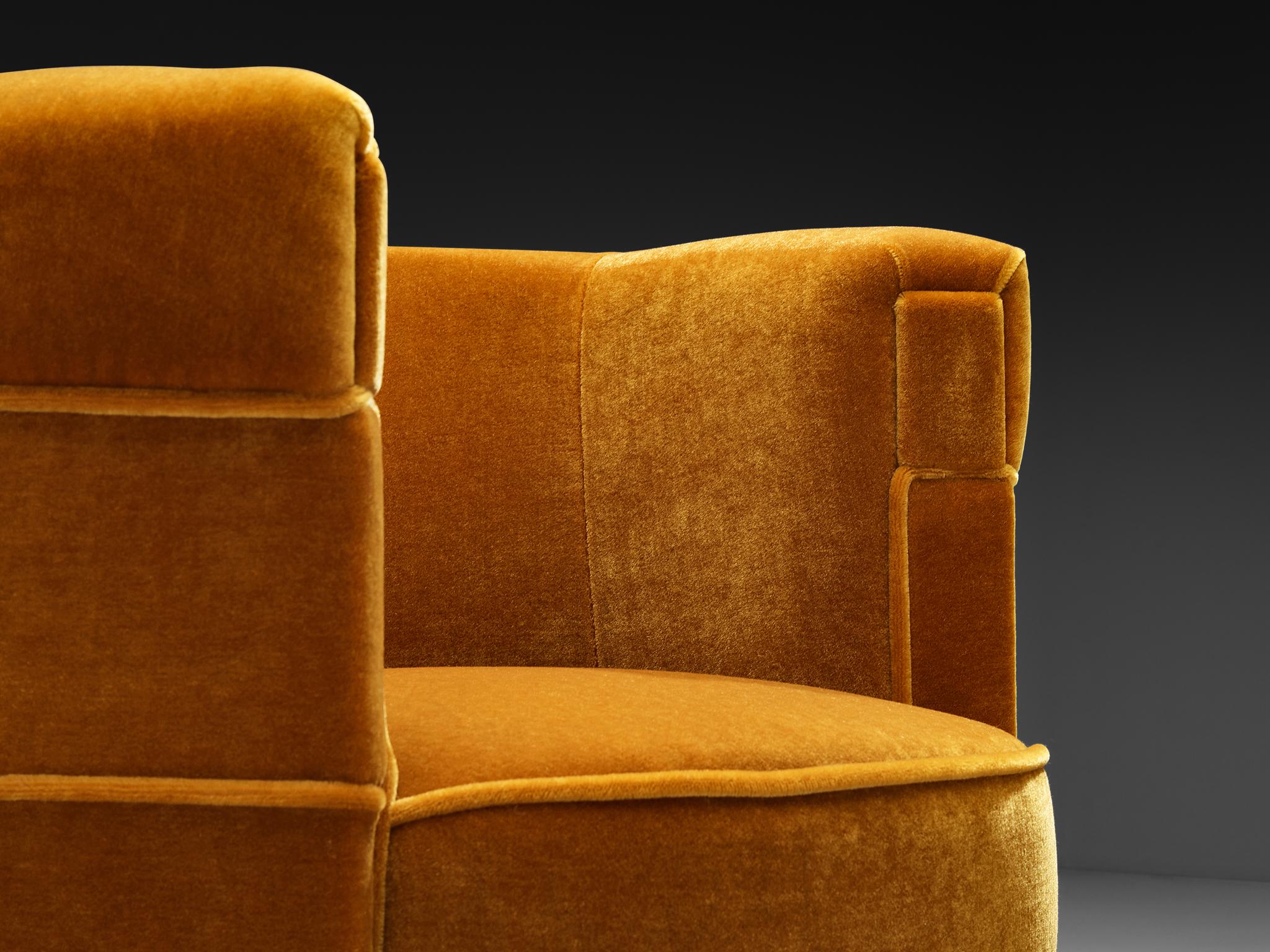 Metà XX secolo Raro Otto Schulz per Boet Coppia di sedie da salotto curve in mohair color caramello in vendita