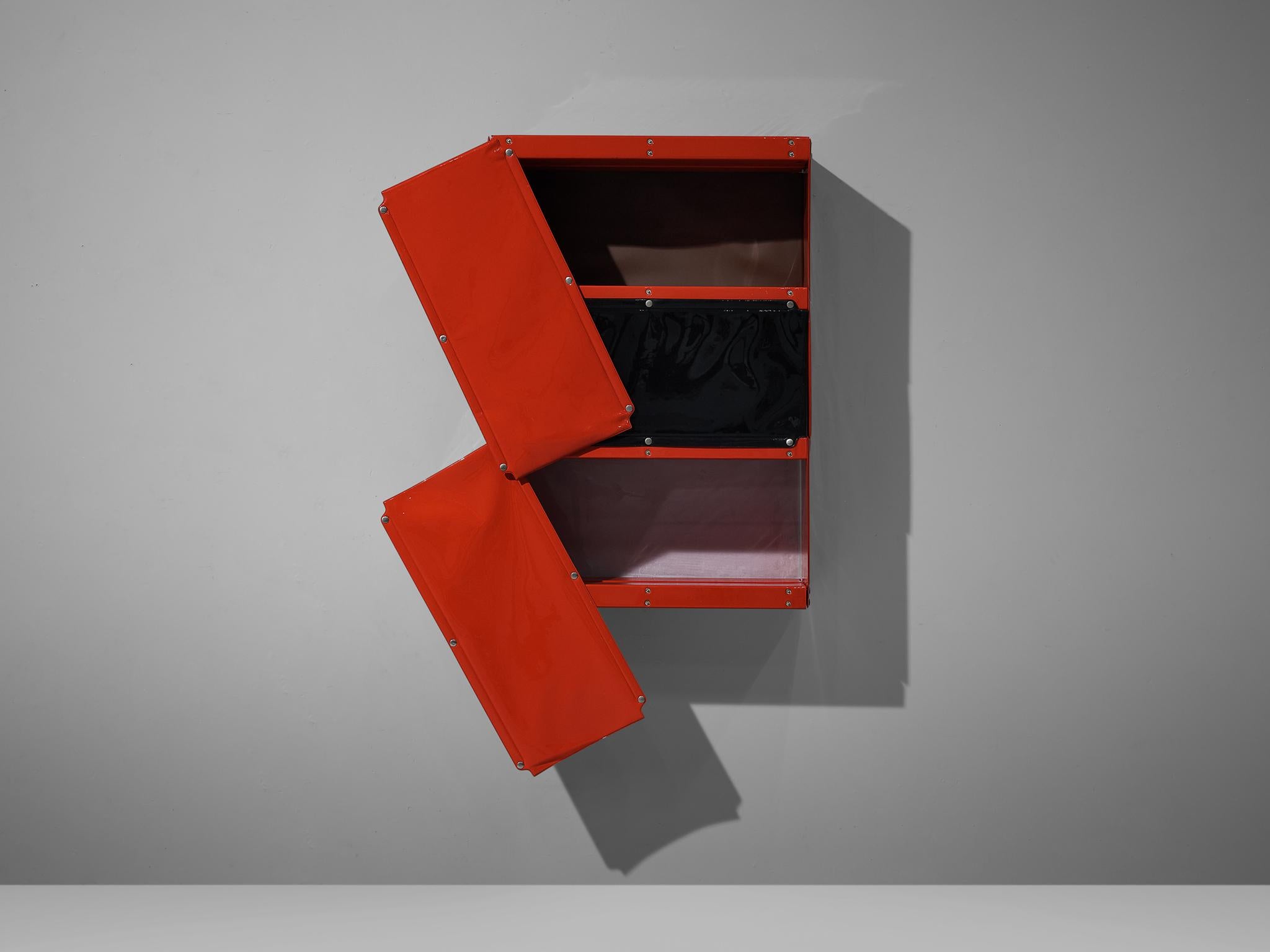 Mid-Century Modern Rare Otto Zapf 'Softline' Wall-Mounted Cabinets in Red and Black for Zapfdesign