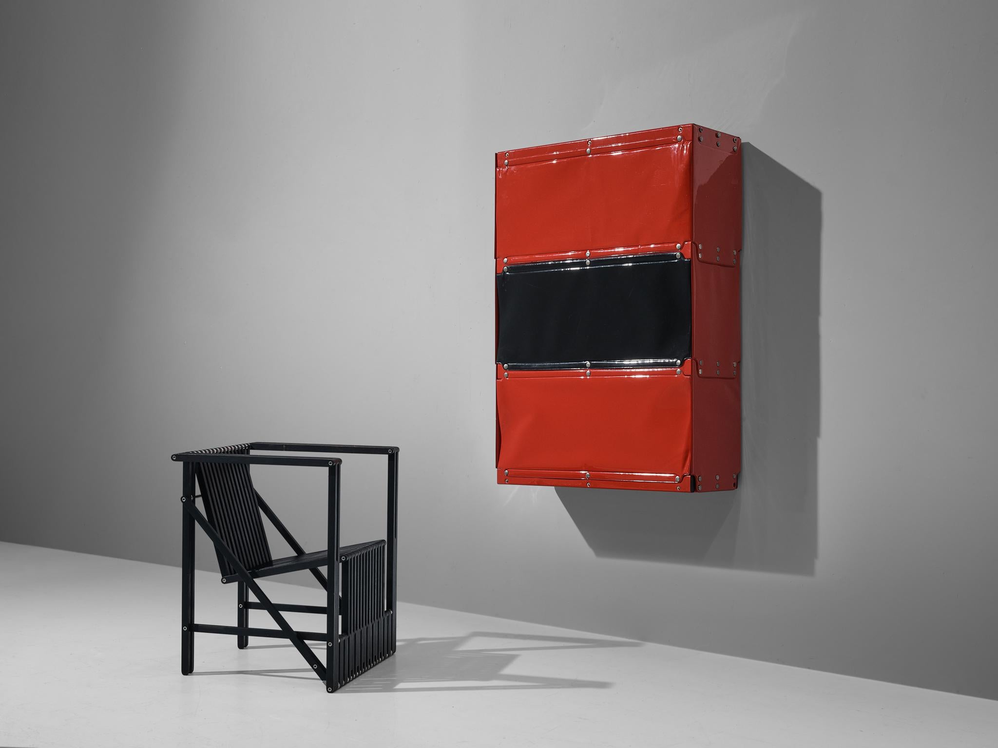 German Rare Otto Zapf 'Softline' Wall-Mounted Cabinets in Red and Black for Zapfdesign