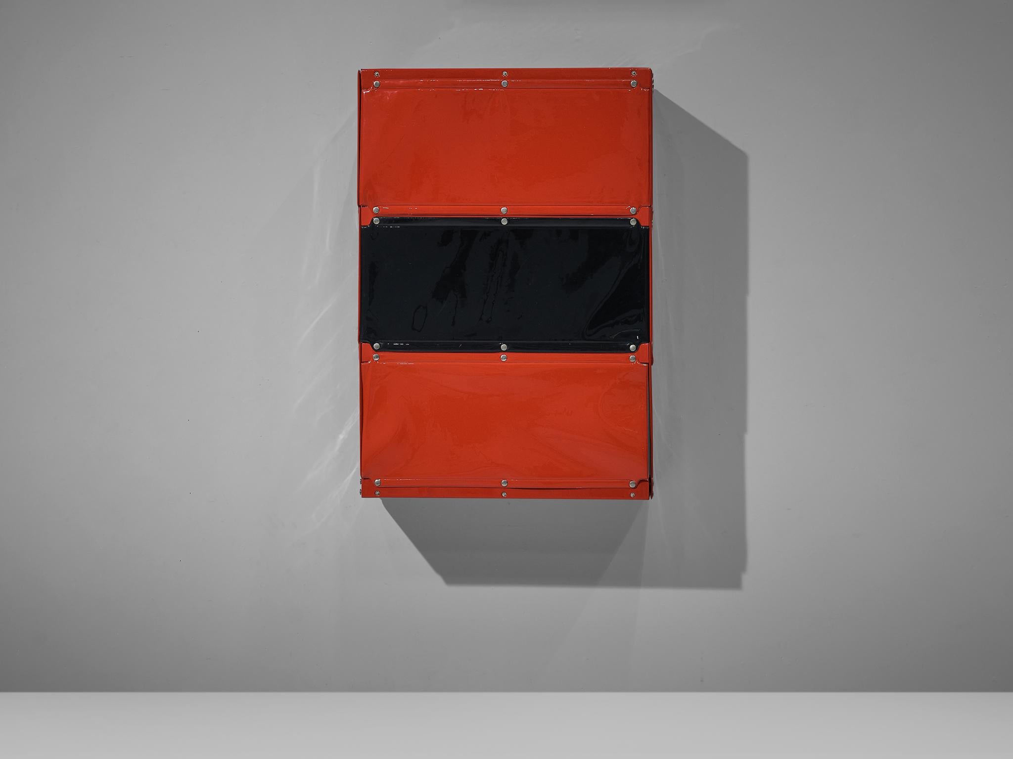 Metal Rare Otto Zapf 'Softline' Wall-Mounted Cabinets in Red and Black for Zapfdesign