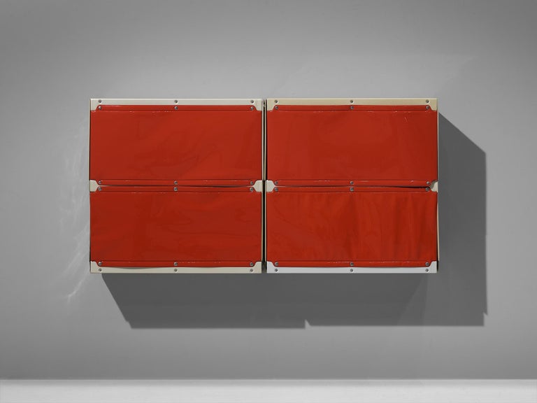 Otto Zapf for Zapfdesign 'Softline' white and red cabinets, plastic, Germany, 1969

Set of four detachable 'Softline' wall cabinets in white and red designed by the German designer Otto Zapf. Zippers and press studs form the connections and allow