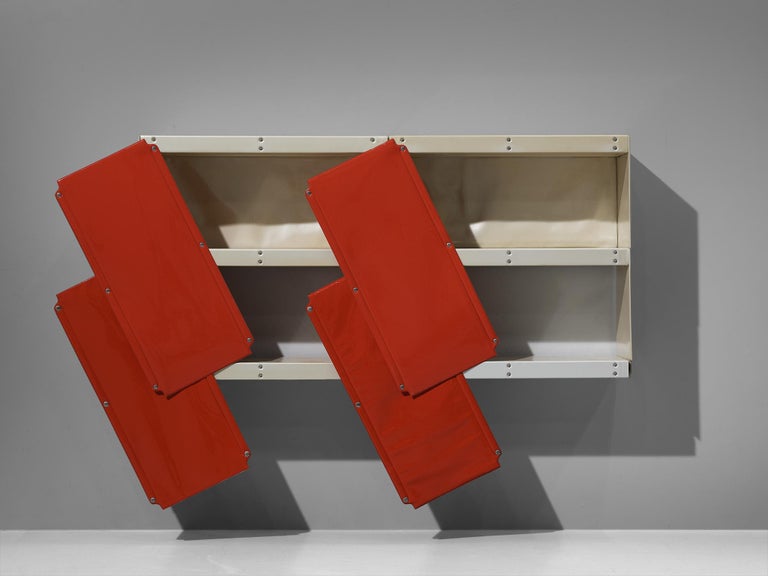 Mid-Century Modern Rare Otto Zapf 'Softline' Wall-Mounted Cabinets in White and Red For Sale