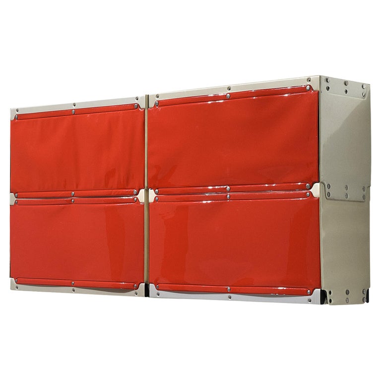 Rare Otto Zapf 'Softline' Wall-Mounted Cabinets in White and Red For Sale