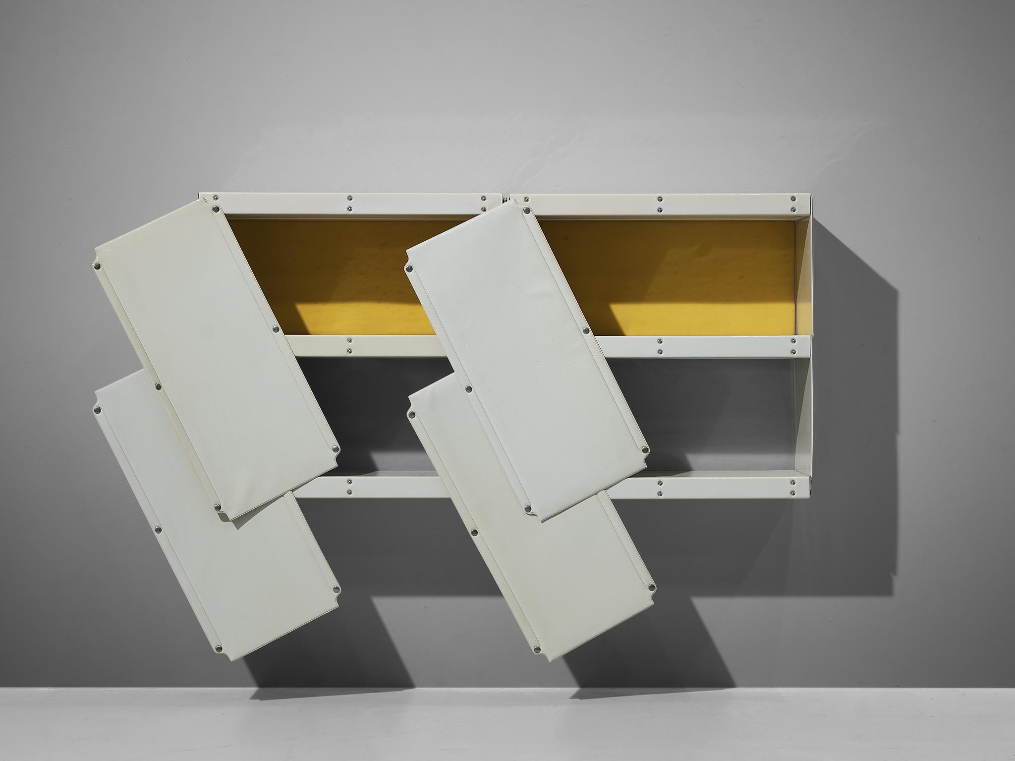 German Rare Otto Zapf 'Softline' Wall-Mounted Cabinets in White and Yellow