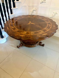 Raro tavolo da centro in legno di tasso irlandese Killarney intarsiato di qualità eccezionale