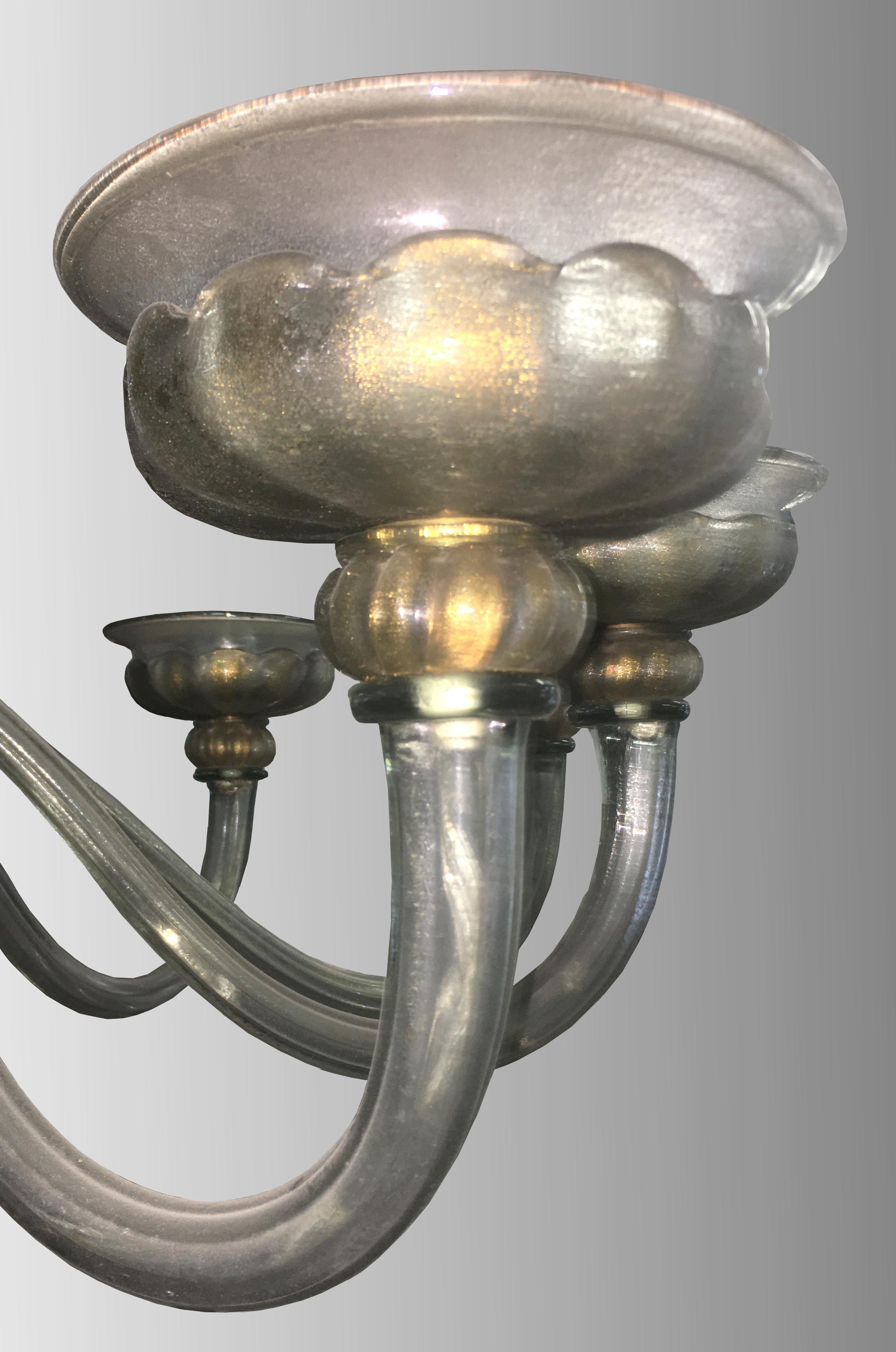 Italian Rare Oval Chandelier in Murano Glass, Italy, circa 1940 For Sale