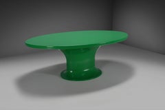 Rare Oval Dining Table in Green Polyester by Ferreiri & Gardella for Kartell