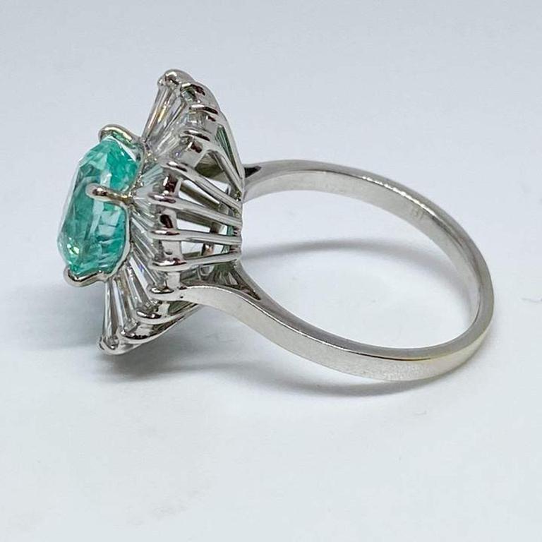 Seltener ovaler Paraiba Turmalin & Diamant Balleria Ring 18k Weißgold 3,38 Ct Igi (Ovalschliff) im Angebot