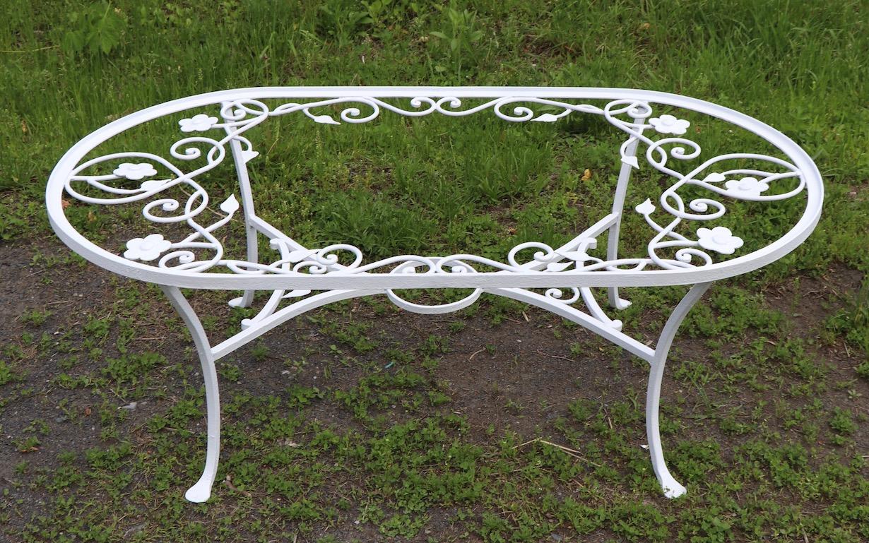 Glass Rare Oval Patio Garden Coffee Table by Salterini