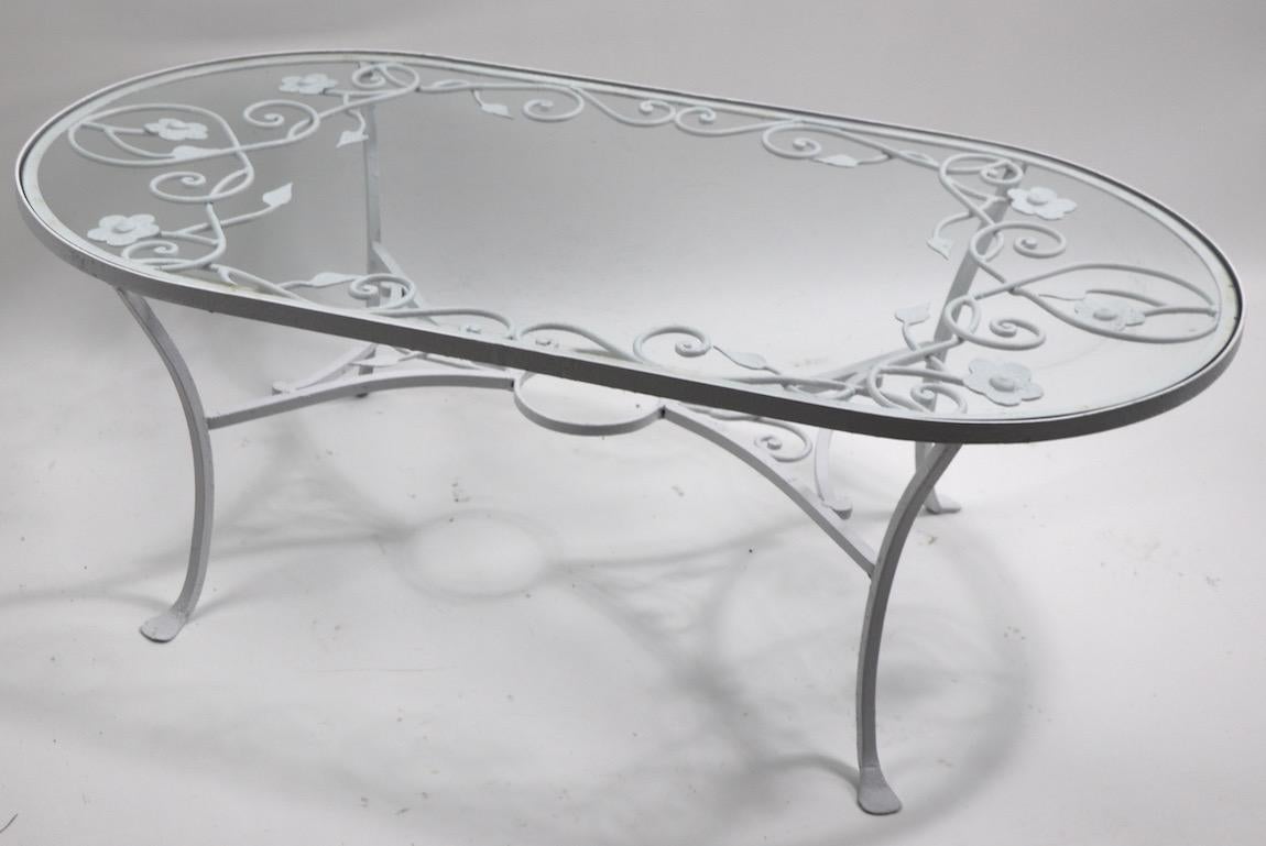 Rare Oval Patio Garden Coffee Table by Salterini 2