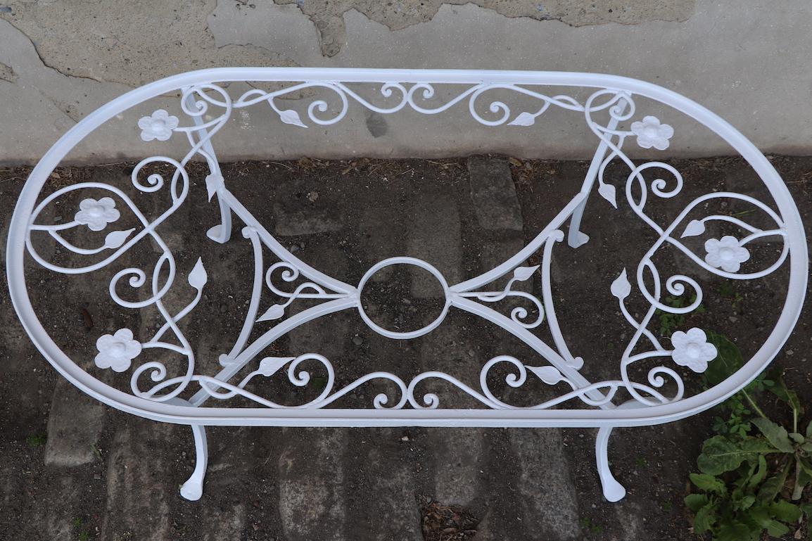 Hollywood Regency Rare Oval Patio Garden Coffee Table by Salterini