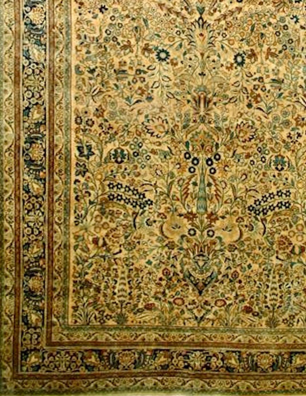 Hand-Knotted Rare Oversize Antique Persian Mashad Rug, c. 1920s For Sale