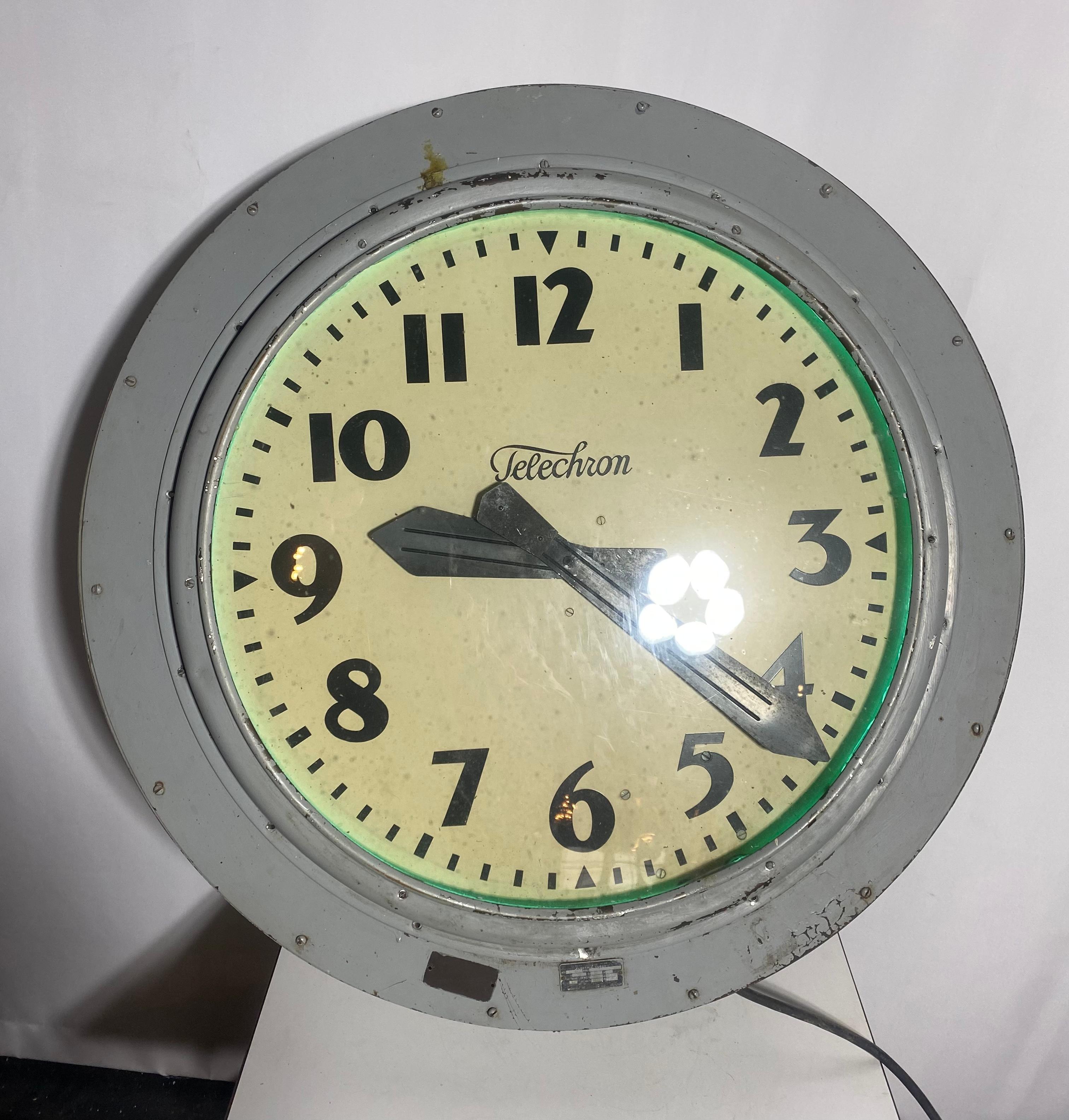 Art Deco Rare OVERSIZED aRT Deco Neon Clock by Telechron Electric Clock.. 3' Diameter For Sale