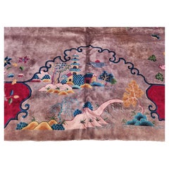 Rare Oversized Chinese Nichols Art Deco Rug circa 1920 Mint Condition 12x23.6