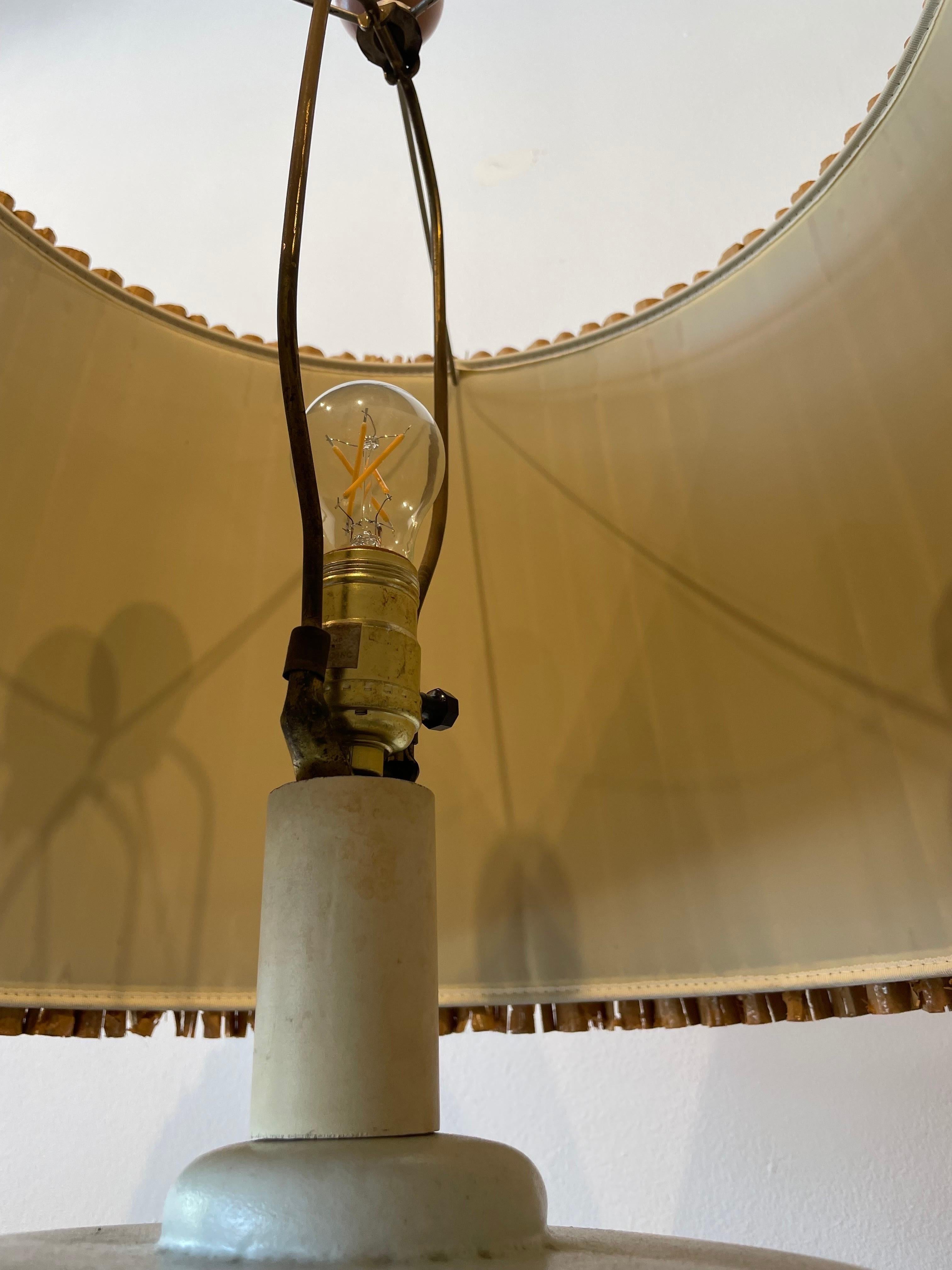 Rare Oversized Ginger Jar Lamps w/ Palm Leaf Shades In Good Condition In North Miami, FL