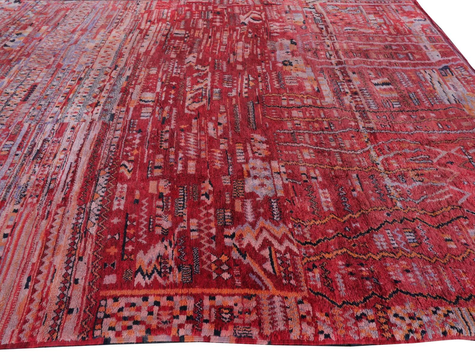 Hand-Knotted Rare Oversized Vintage North African Moroccan Berber Rug