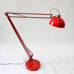 Rare Oversized Workshop Lamp, 1970s, Painted Red Steel