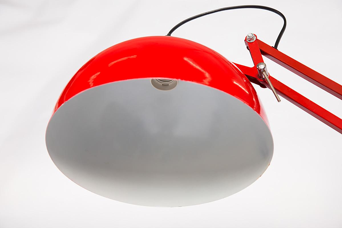 Late 20th Century Rare Oversized Workshop Lamp, 1970s, Painted Red Steel