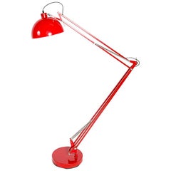 Rare Oversized Workshop Lamp, 1970s, Painted Red Steel