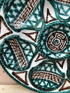 Mid-Century Rare Ceramic Oyster Plate Robert Picault Vallauris