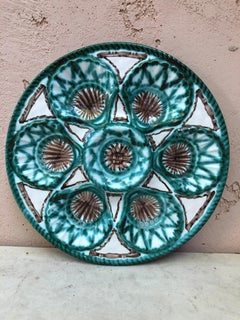 Mid-Century Rare Ceramic Oyster Plate Robert Picault Vallauris