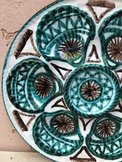 Mid-Century Rare Ceramic Oyster Plate Robert Picault Vallauris