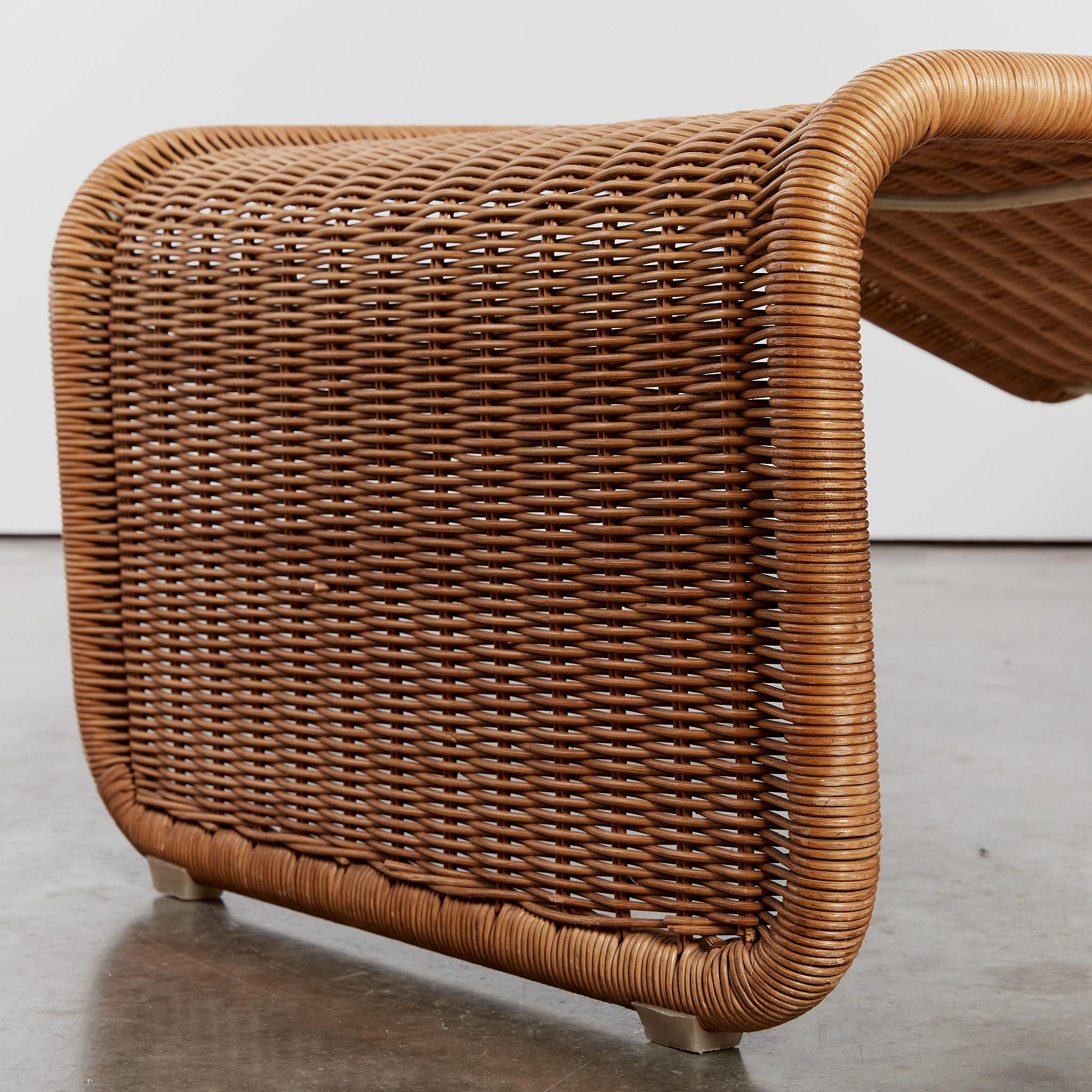 Rare P3 rattan chaise lounge chair by Tito Agnoli for Bocacina 1960's For Sale 3