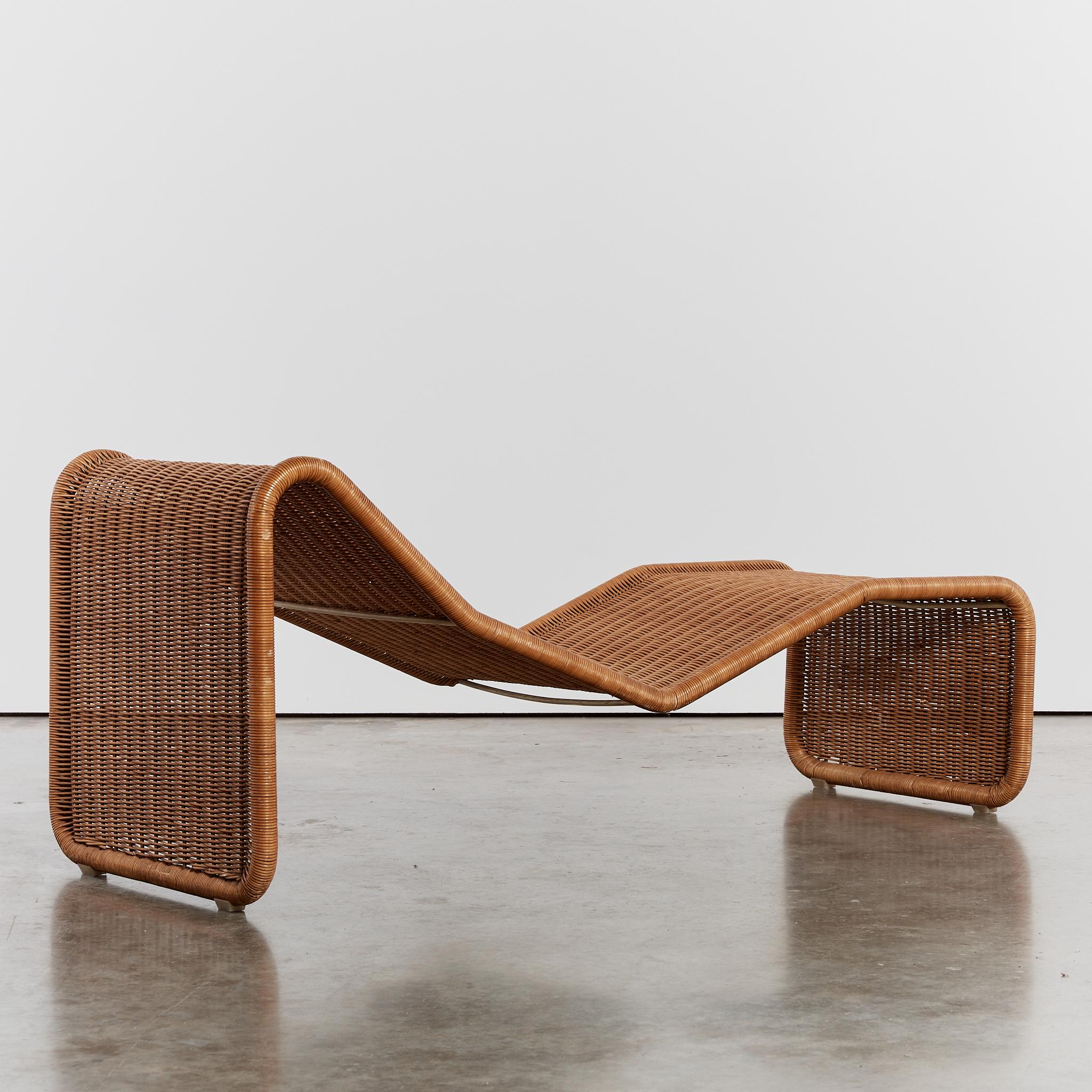 Rare P3 rattan chaise lounge chair by Tito Agnoli for Bocacina 1960's In Good Condition For Sale In London, GB