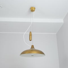 Rare Paavo Tynell Adjustable Perforated Brass Ceiling Pendant A1965, Taito 1940s