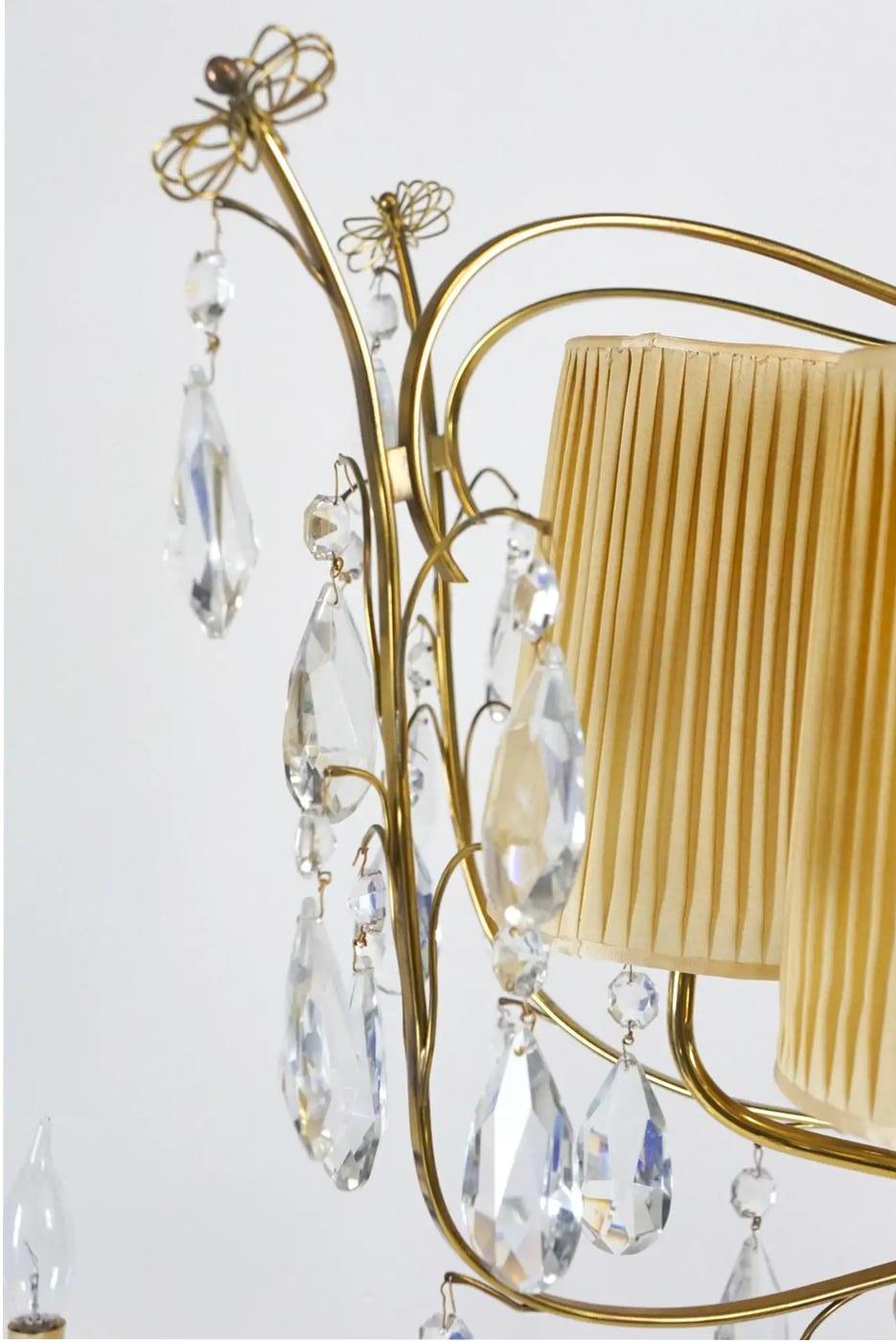 Laiton Paavo Tynell par Taito OY, modèle 3380 lustre fantaisiste en cristal et laiton en vente