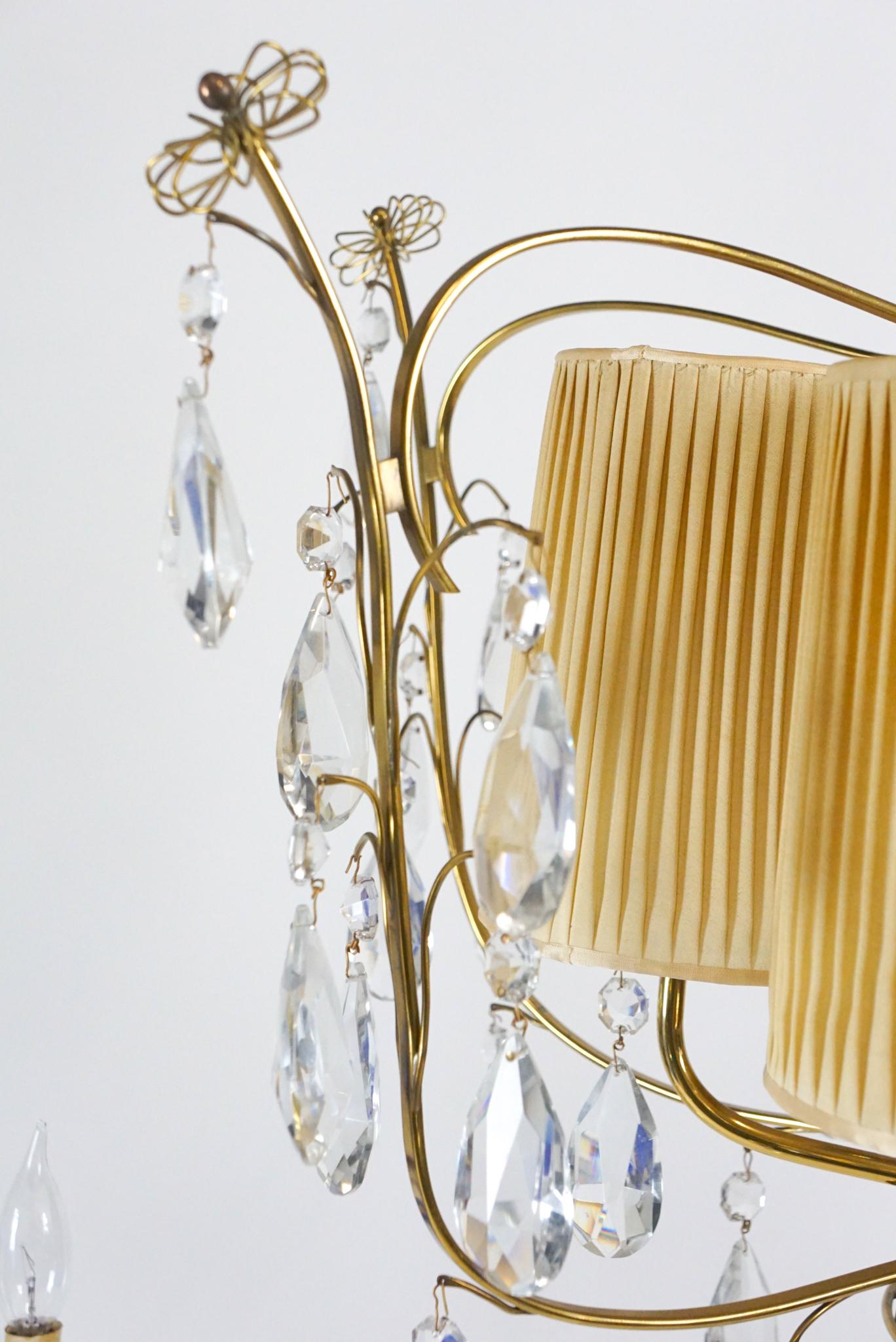 Mid-20th Century Rare Paavo Tynell by Taito OY Whimsical Crystal and Brass Chandelier