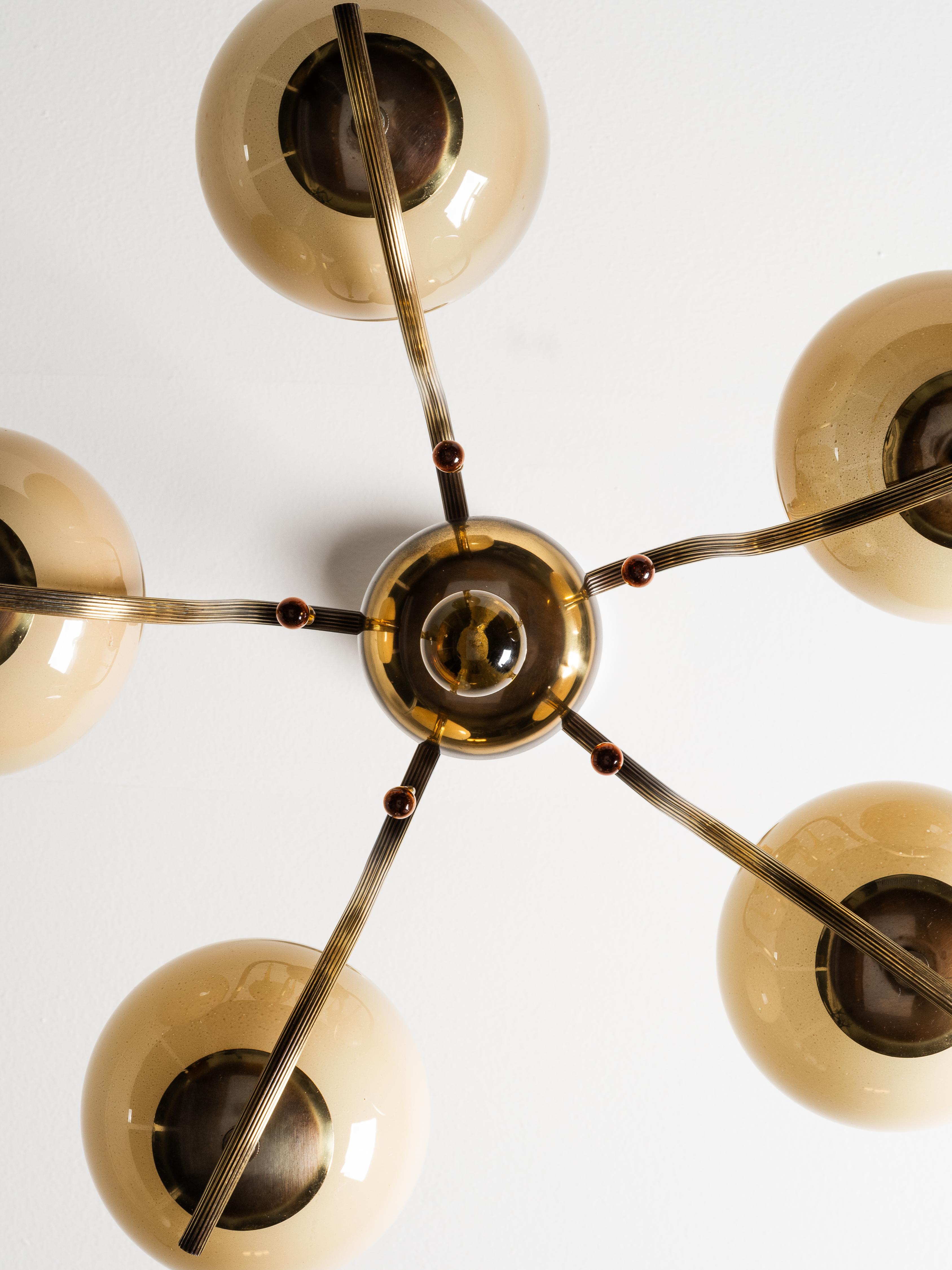 Rare Paavo Tynell Chandelier Model 1456/5 for Taito Oy, Finland, 1930s en venta 7