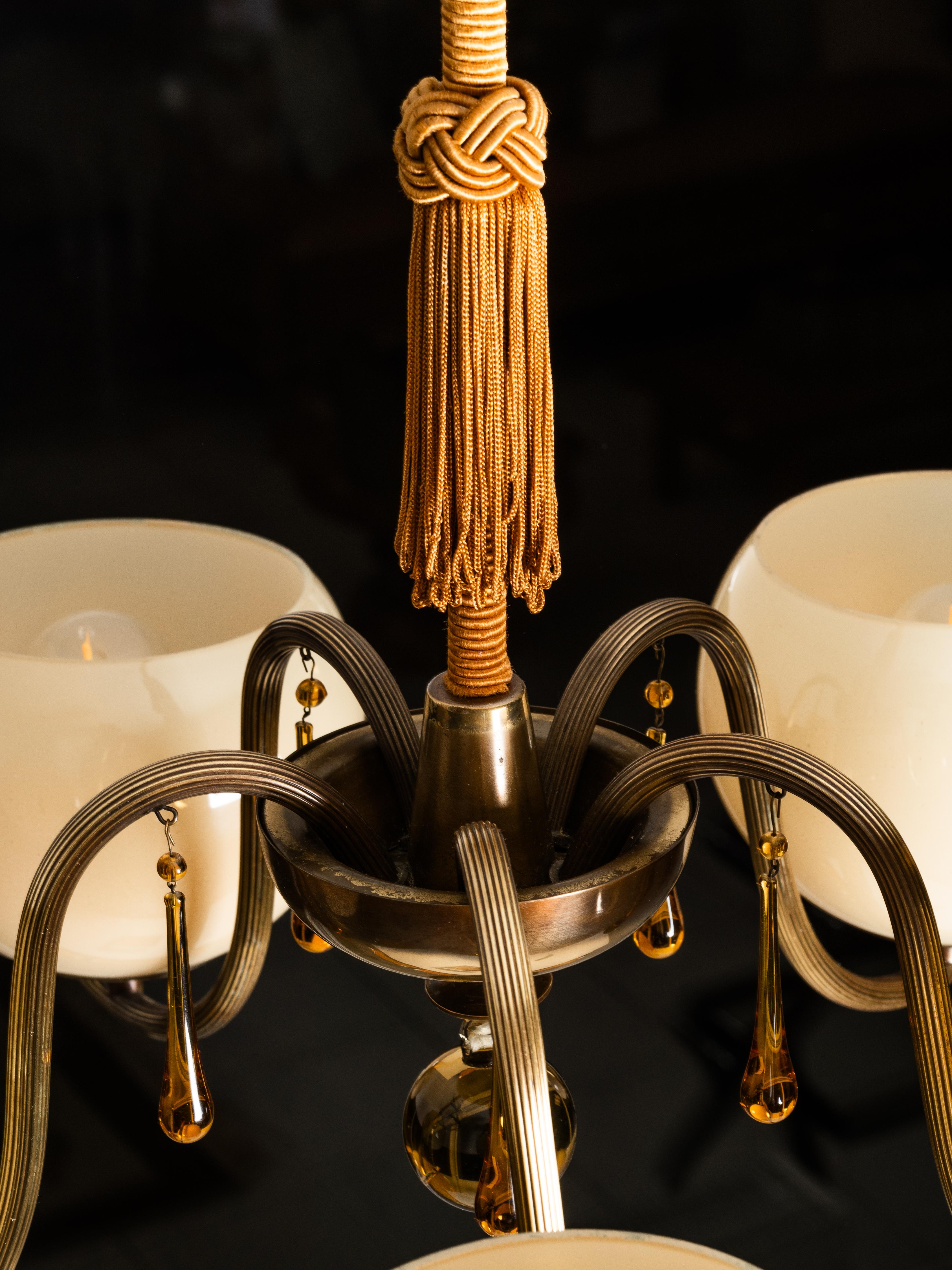 Rare Paavo Tynell Chandelier Model 1456/5 for Taito Oy, Finland, 1930s en venta 8