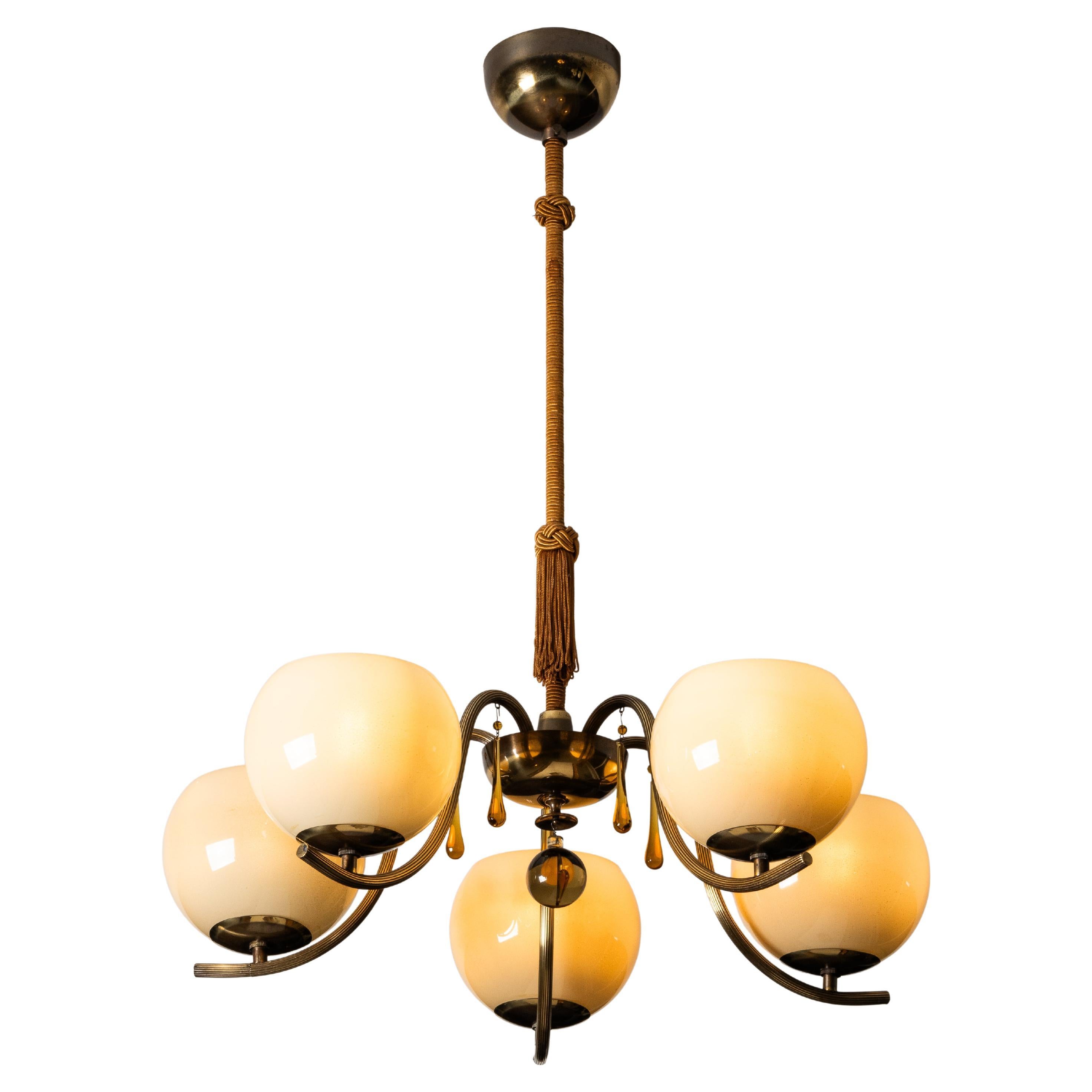 Rare Paavo Tynell Chandelier Model 1456/5 for Taito Oy, Finland, 1930s