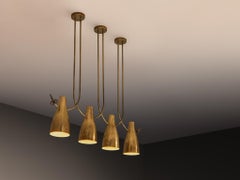 Rara lámpara de araña Paavo Tynell para Taito Oy Modelo "10103/4" de latón