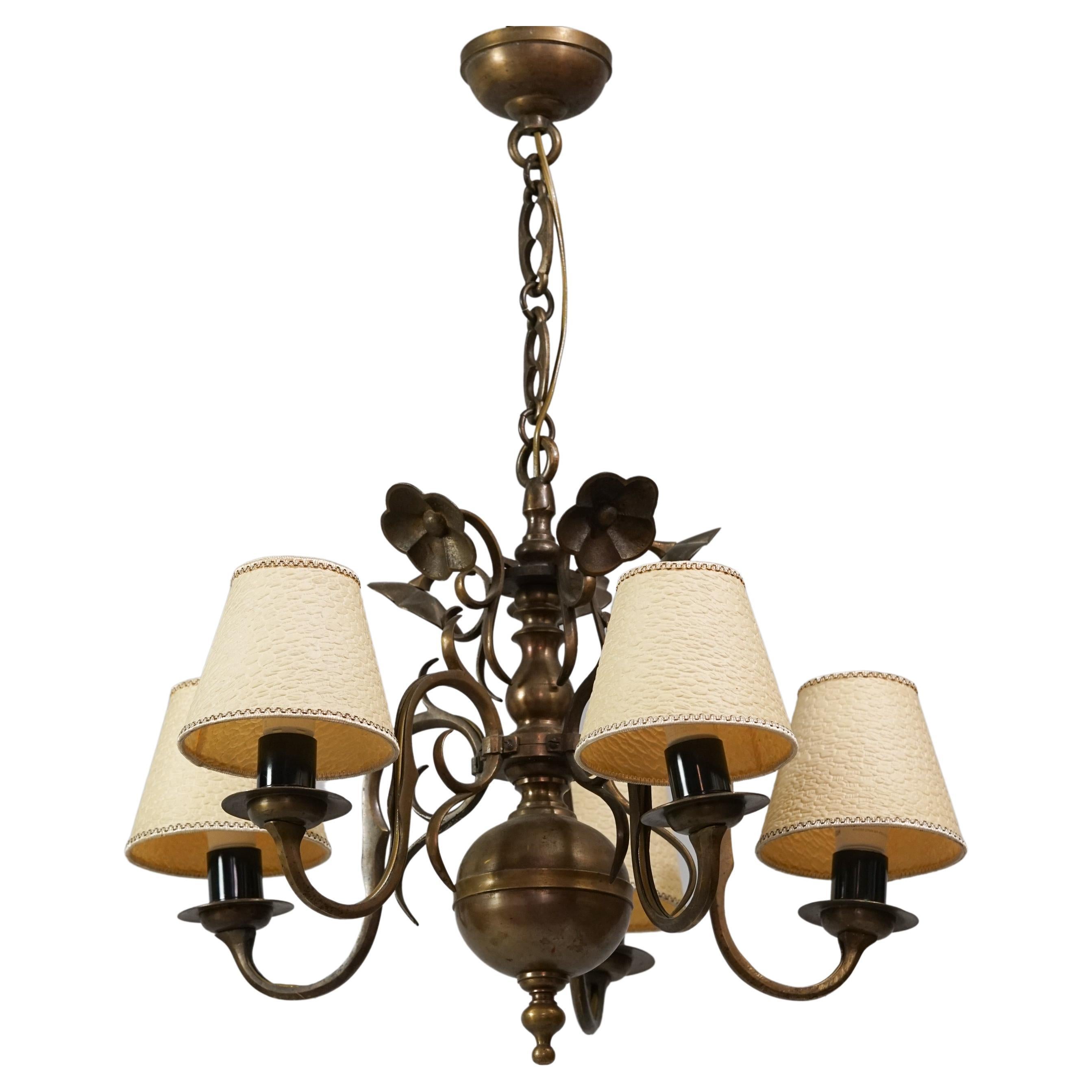 Rare Paavo Tynell Model 50488 Brass Chandelier for Taito Oy from the 1920/1930s For Sale