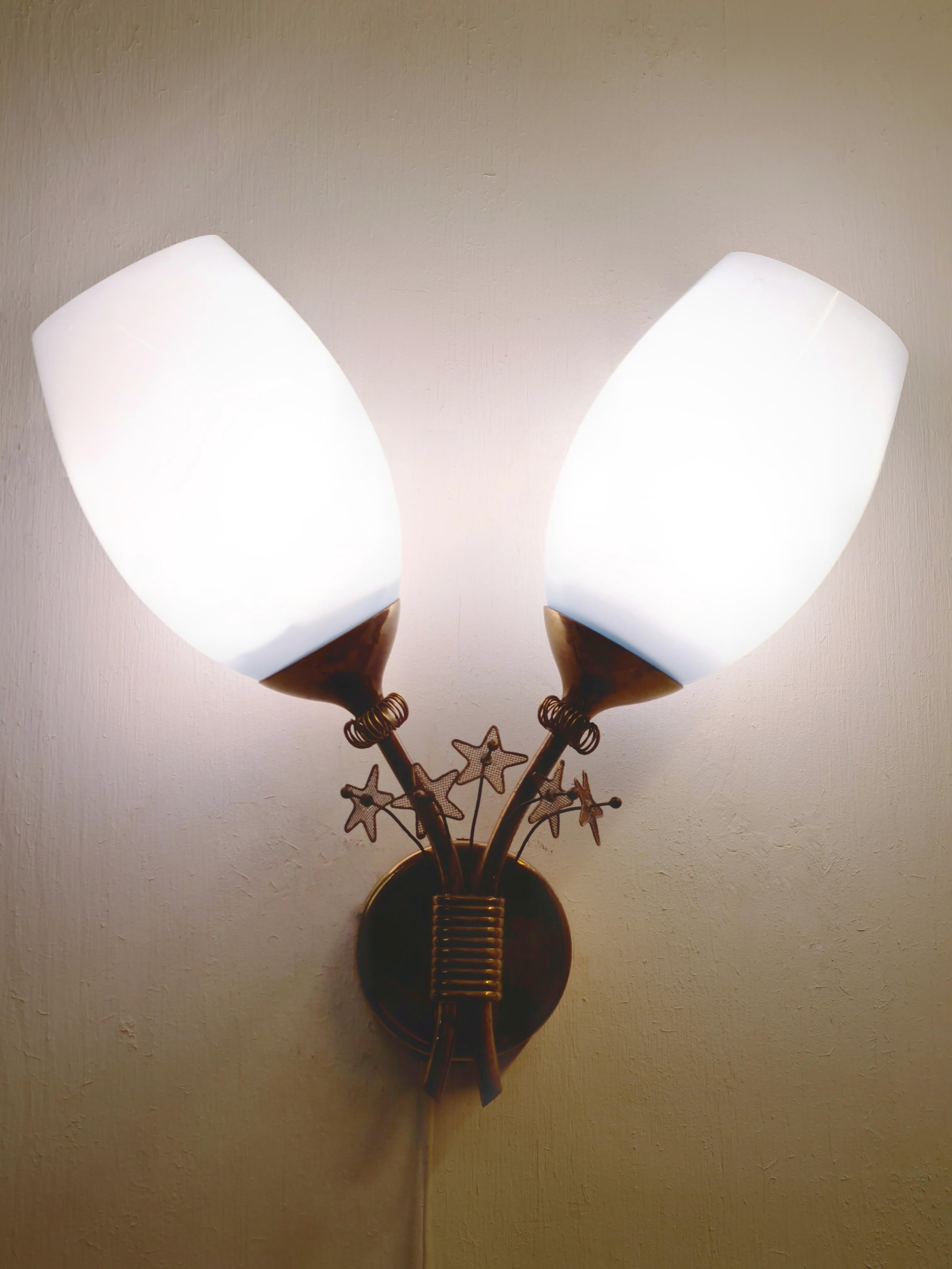 Brass Rare Paavo Tynell Wall Lamp, Taito Oy 1950s For Sale