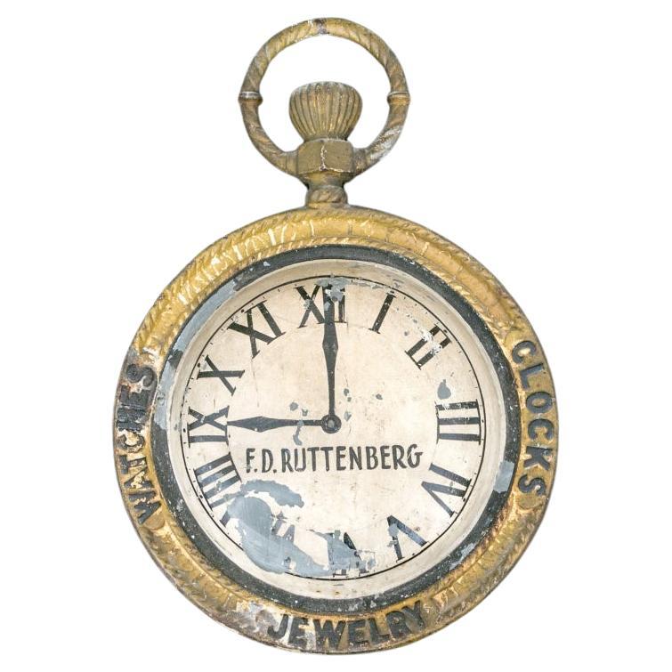 Rare Painted Antique Lead Watchmaker’s Shop Sign