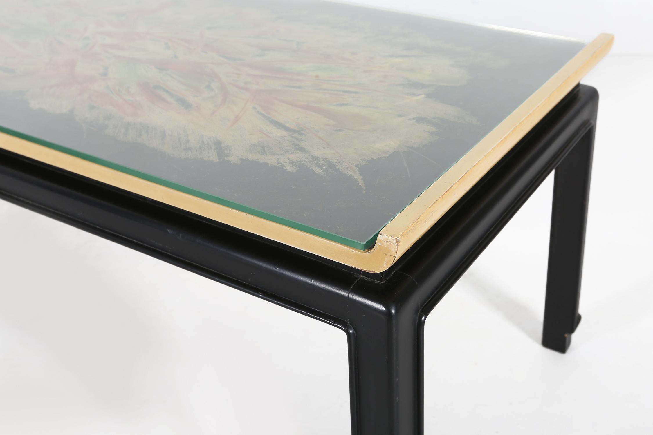 Rare painted coffee table by De Coene Frères, Belgium 1950s For Sale 2