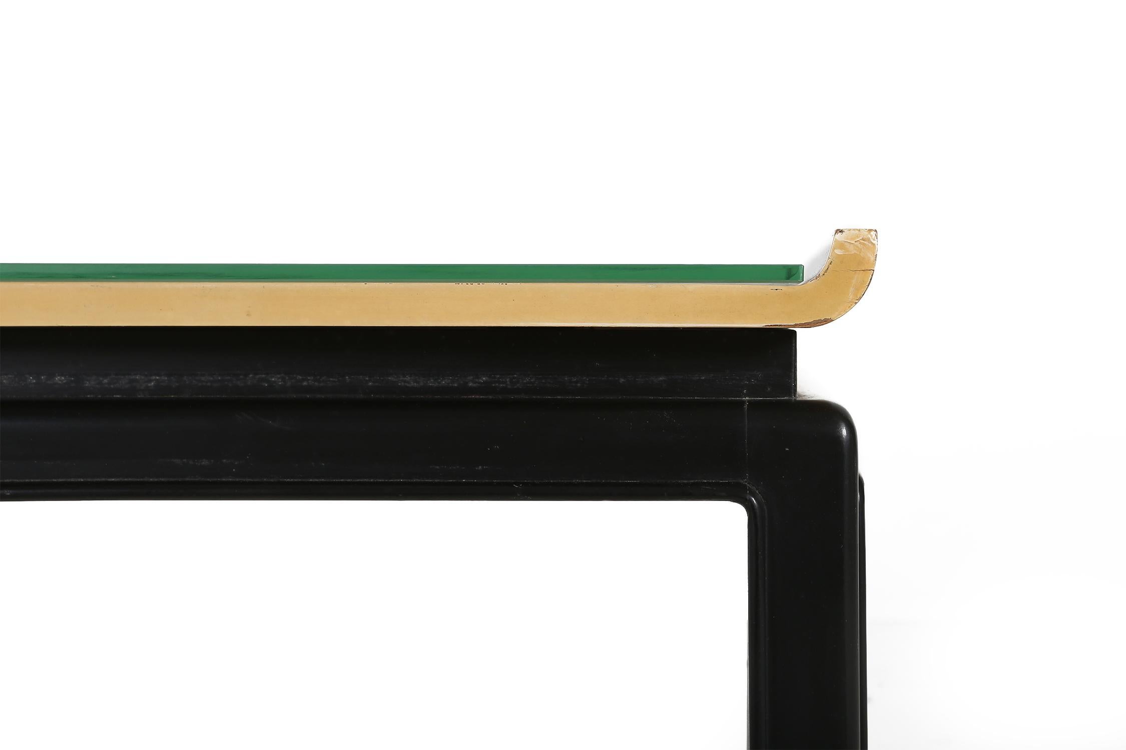 Lacquered Rare painted coffee table by De Coene Frères, Belgium 1950s For Sale