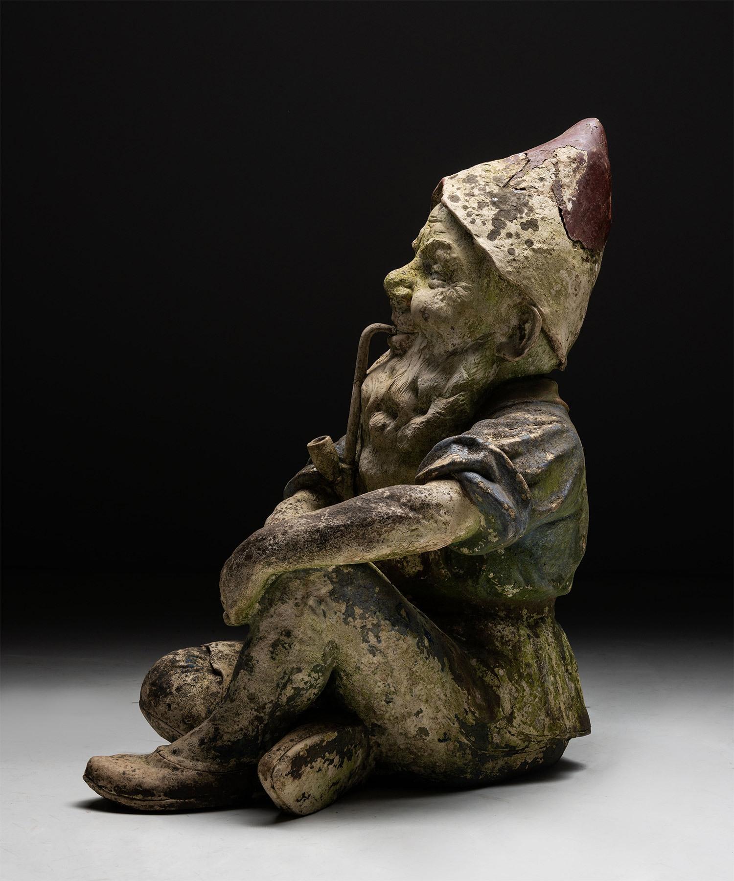 Rare Painted Terracotta Gnome by Johann Maresch, Austria, Circa 1900 In Good Condition In Culver City, CA