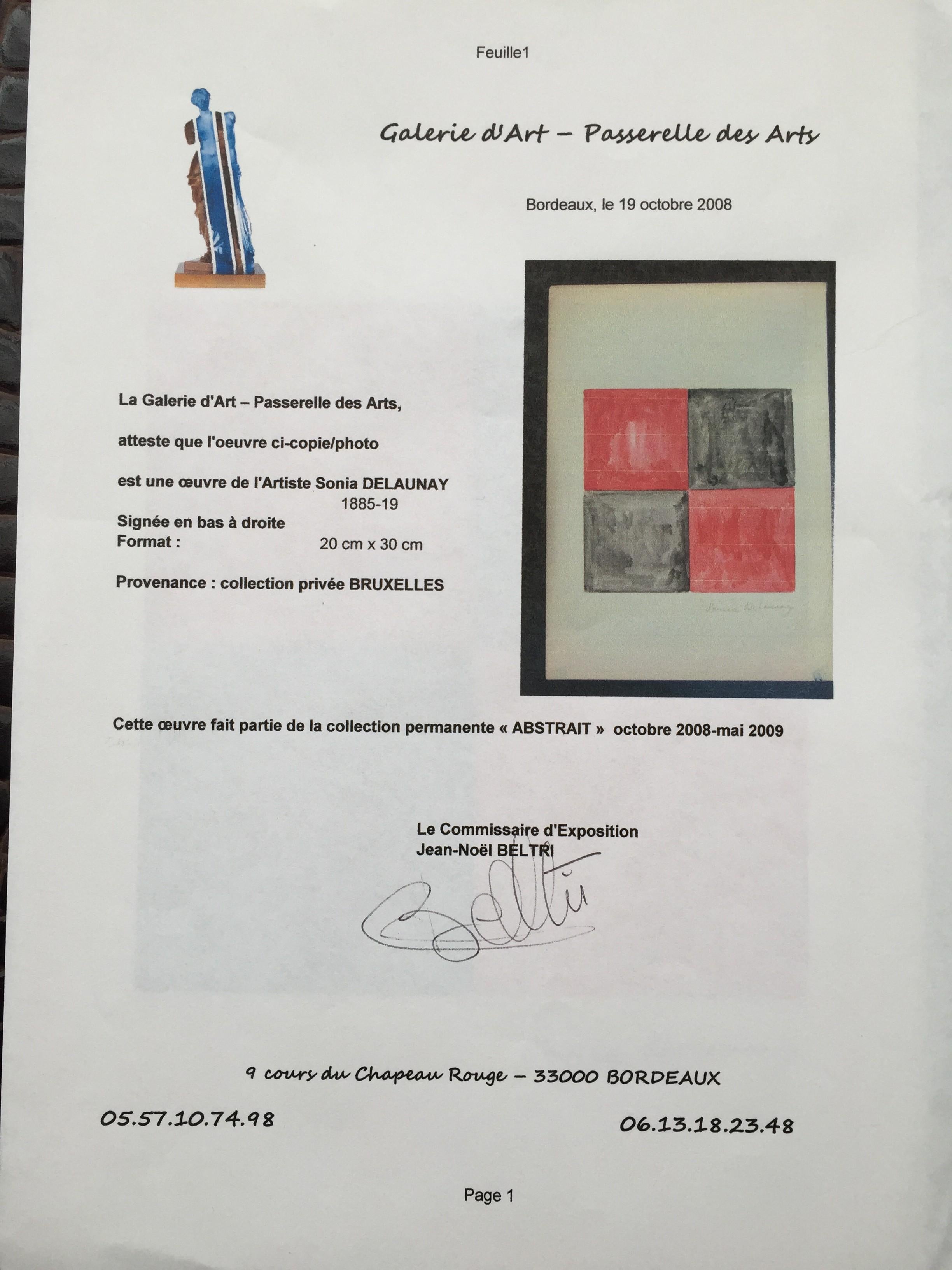 Raro cuadro de Sonia Delaunay Guache sobre papel en venta 3