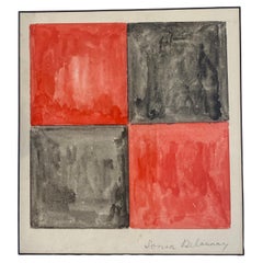 Raro cuadro de Sonia Delaunay Guache sobre papel