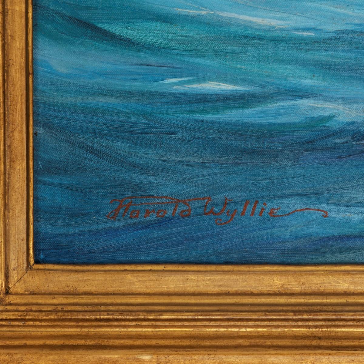 Rare Painting of 1930 America’s Cup Racing off Newport, Signed ‘Harold Wyllie 2