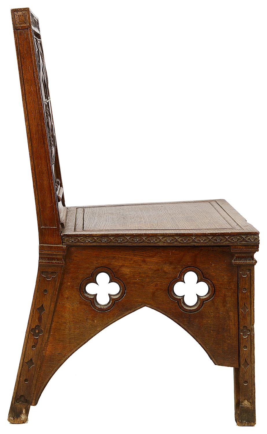 English Rare Pair 18th Century Oak Hall Chairs