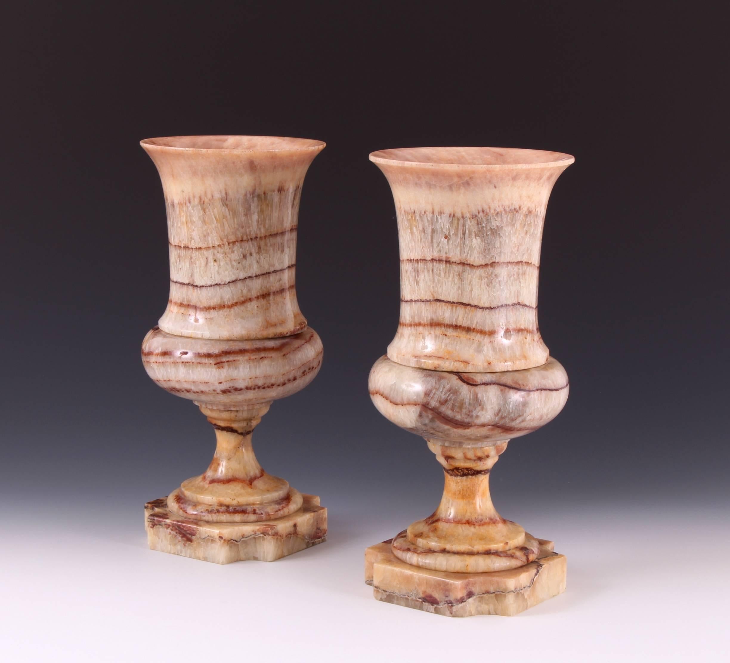Neoclassical Pair 19th Century Fluorspar Marble Vases